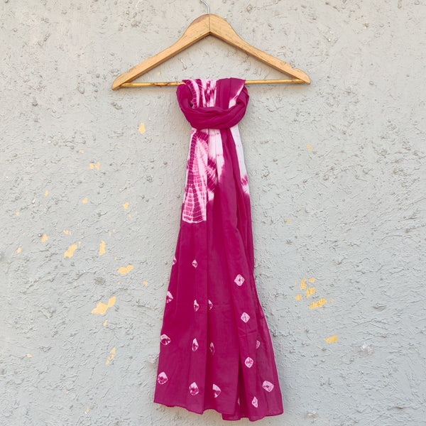 BANDHANI - Magenta Pure Cotton Bandhani Stole