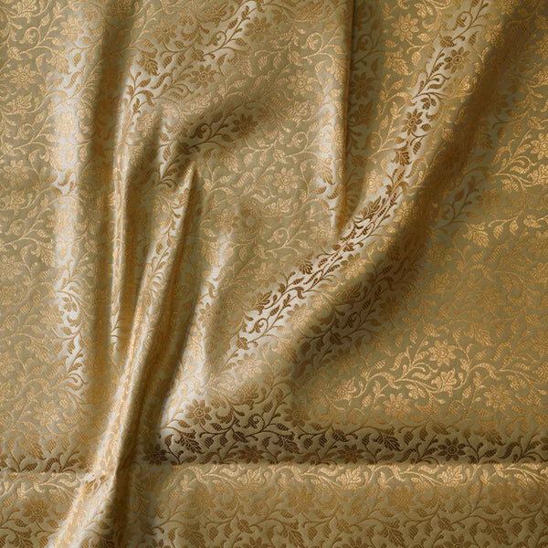 Banarasi Brocade Beige Gold With Gold Zari All Over Tiny Flower Jaal Woven Fabric