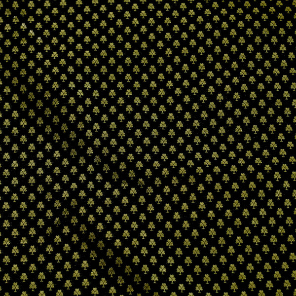 Banarasi Brocade Black With Gold Tiny Butti Woven Fabric