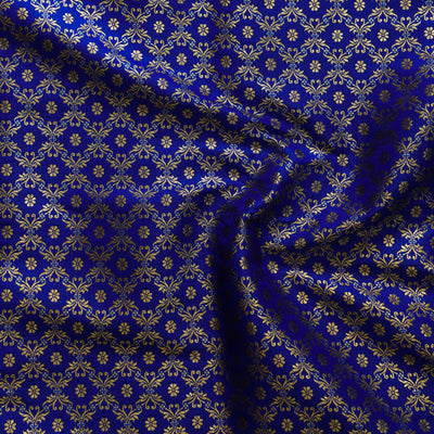 Banarasi Brocade Brown With Gold Zari Spade Motif Woven Fabric - Sanskruti