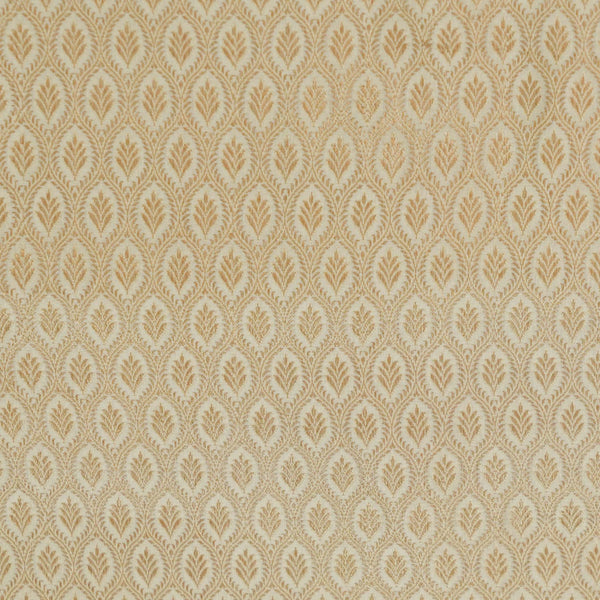 Banarasi Brocade Cream Gold Self Design Jaali Woven Fabric