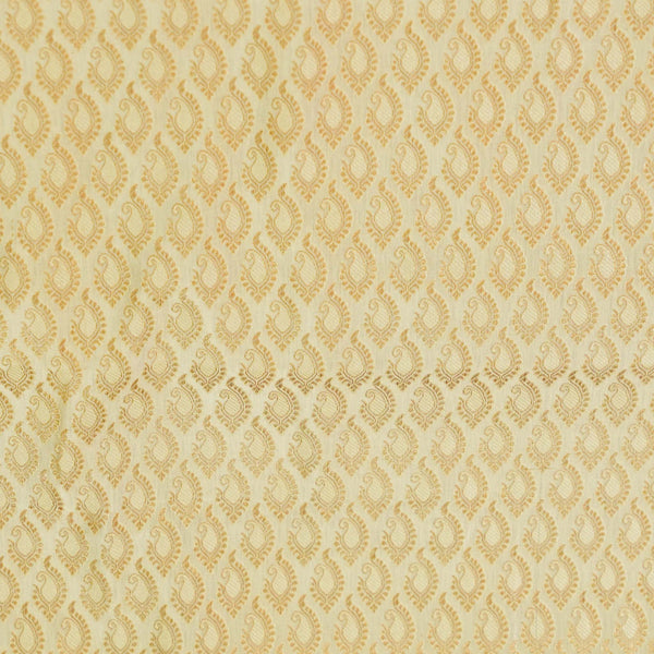 Banarasi Brocade Cream Gold Self Design Motifs Woven Fabric