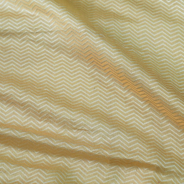 Banarasi Brocade Cream Long Zig Zag Woven Fabric