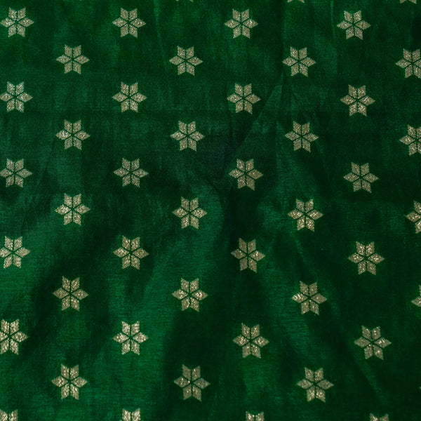 Banarasi Brocade Green With Tiny Gold Flower Motifs Woven Fabric