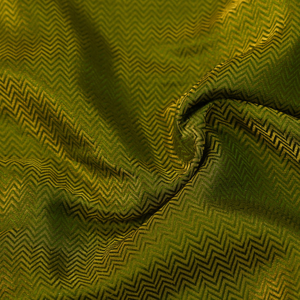 Banarasi Brocade Green Zig Zag Woven Fabric