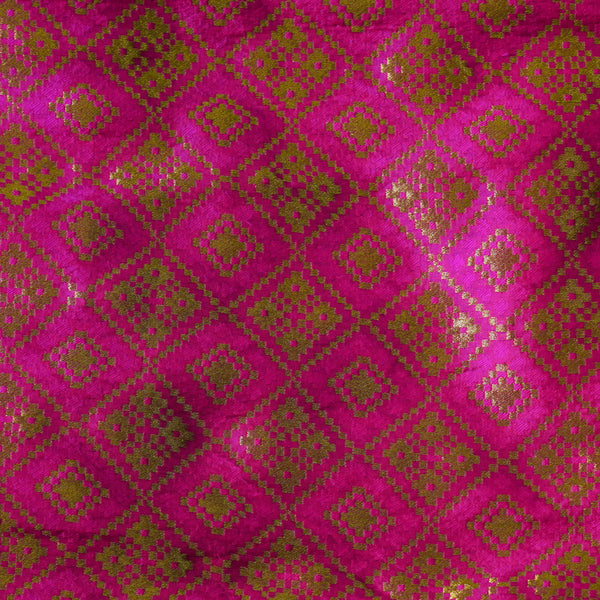 Banarasi Brocade Magenta With Gold Patola Woven Fabric