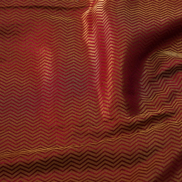 Banarasi Brocade Maroon Long Zig Zag Woven Fabric