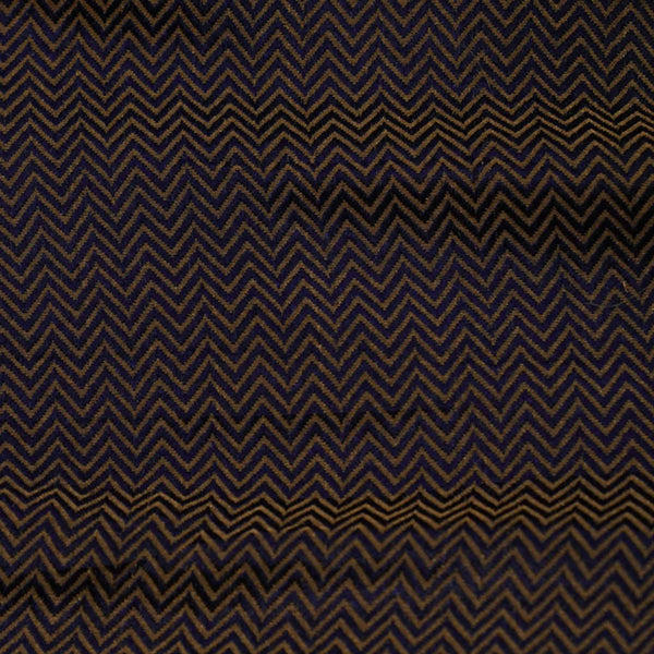 Banarasi Brocade Navy Blue  Zig Zag Woven Fabric