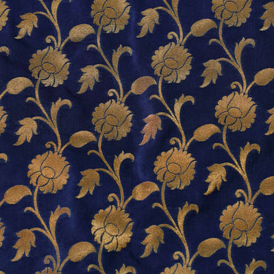 Banarasi Brocade Brown With Gold Zari Spade Motif Woven Fabric - Sanskruti