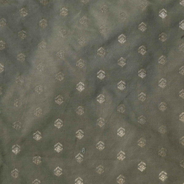 Banarasi Brocade Pastel Ash Grey With Tiny All Over Motifs Woven Fabric