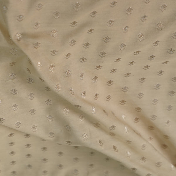 Banarasi Brocade Pastel Beige With Tiny All Over Motifs Woven Fabric