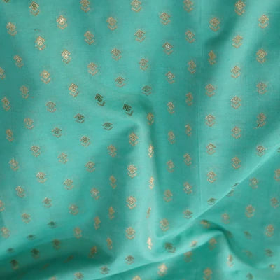 Pre-cut ( 1.40 Meter ) Banarasi Brocade Pastel Sky Blue With Tiny All Over Motifs Woven Fabric