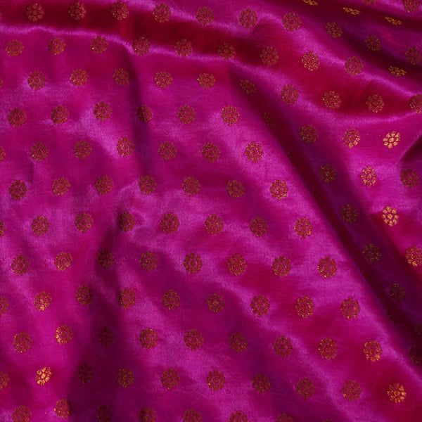 Banarasi Brocade Pink With Gold Dot Flowers Woven Fabric