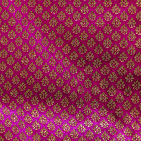 Banarasi Brocade Pink With Gold Flower Motifs Woven Fabric