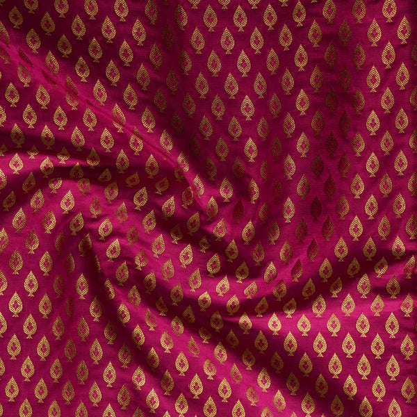 Banarasi Brocade Brown With Gold Zari Spade Motif Woven Fabric - Sanskruti