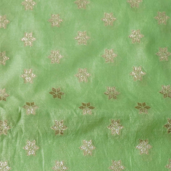 Banarasi Brocade Pista With Tiny Gold Flower Motifs Woven Fabric