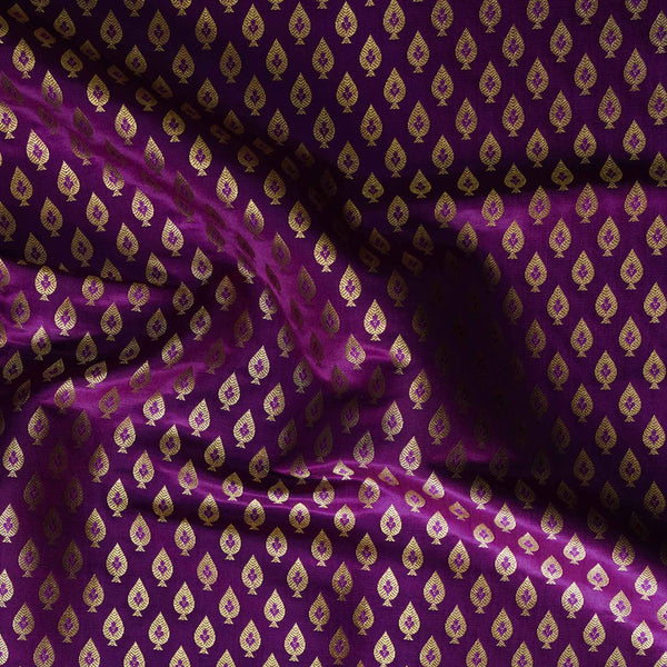 Banarasi Brocade Purple With Gold Zari Spade Motif Woven Fabric moon