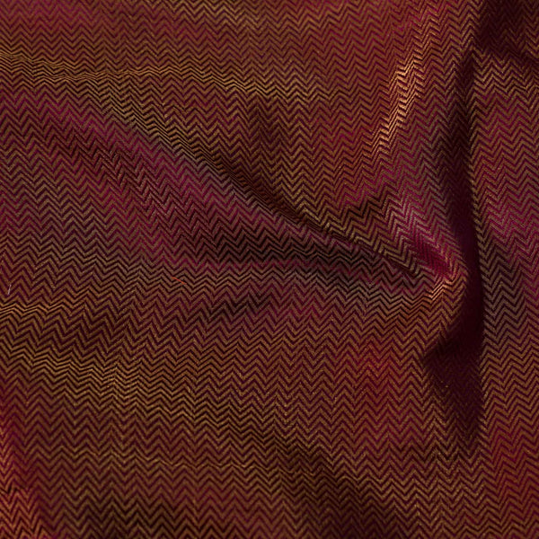 Banarasi Brocade Purplish Maroon  Zig Zag Woven Fabric