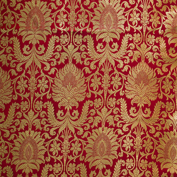 Banarasi Brocade Red With All Over Zari Pattern Woven Fabric