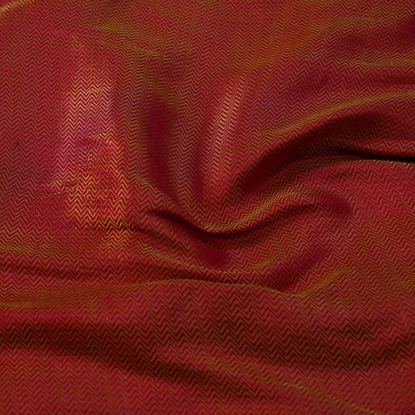 Banarasi Brocade Red Zig Zag Woven Fabric