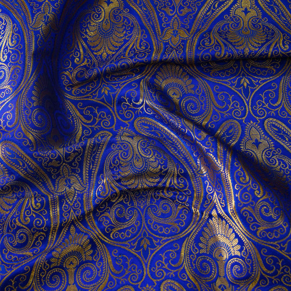 Banarasi Brocade Royal Blue With All Over Pattern Woven Fabric