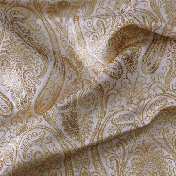 Banarasi Brocade Royal Cream With All Over Pattern Woven Fabric