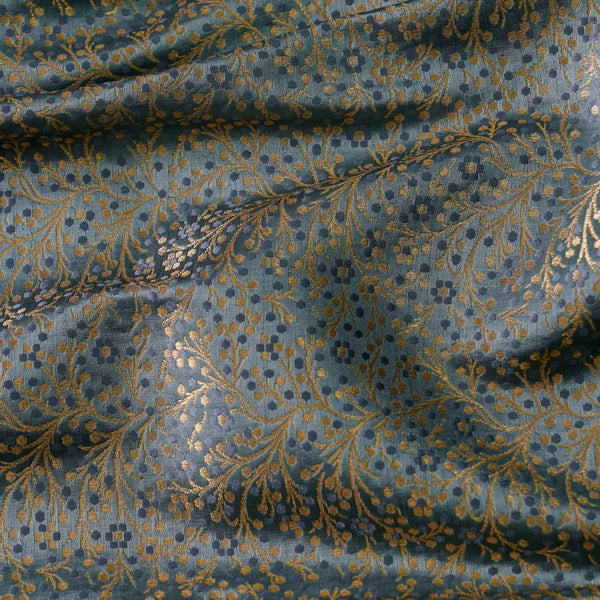 Banarasi Brocade Royal Dark Grey With All Over Cherry Tree Woven Fabric