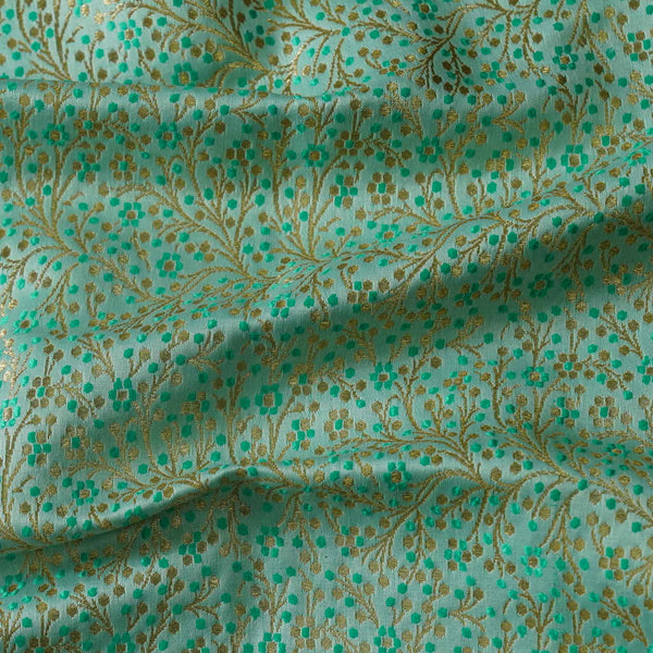 Banarasi Brocade Royal Mint With All Over Cherry Tree Woven Fabric