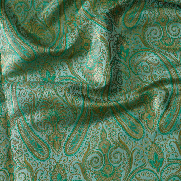 Banarasi Brocade Royal Mint With All Over Pattern Woven Fabric