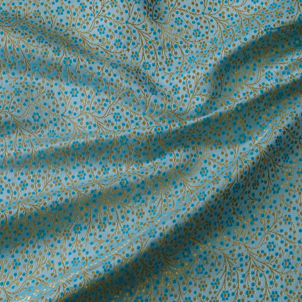 Banarasi Brocade Royal Pastel Blue With All Over Cherry Tree Woven Fabric