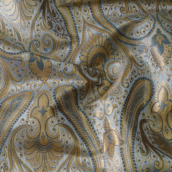 Banarasi Brocade Royal Pastel Grey With All Over Pattern Woven Fabric