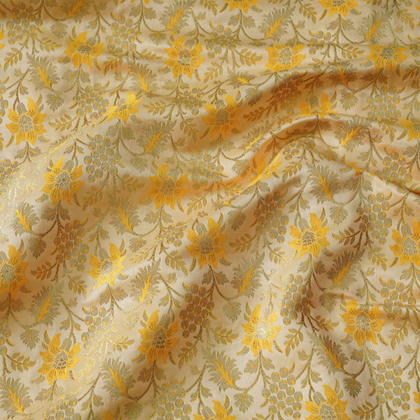 Banarasi Brocade Royal Pastel Mango With All Over Flower Pattern Woven Fabric