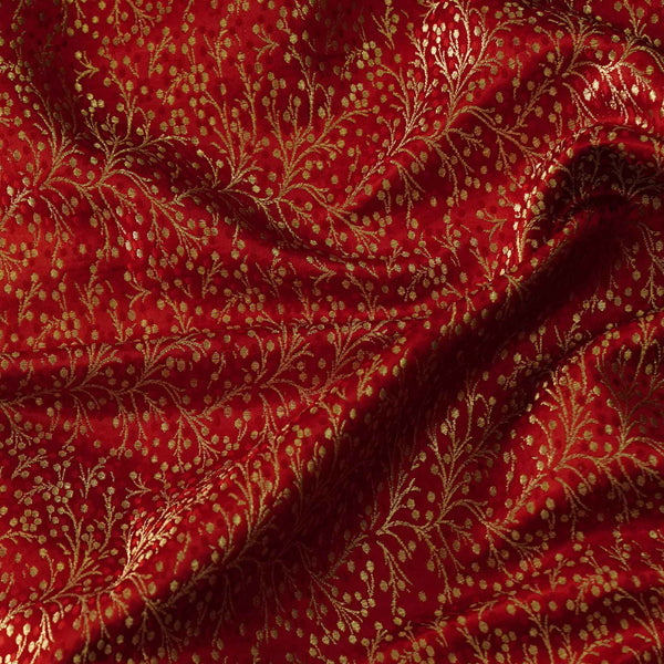 Banarasi Brocade Royal Red With All Over Cherry Tree Woven Fabric