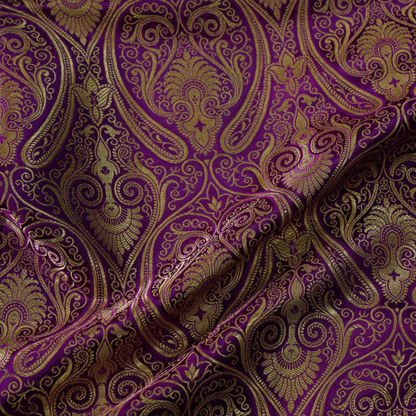 Banarasi Brocade Royal Wine With All Over Pattern Woven Fabric