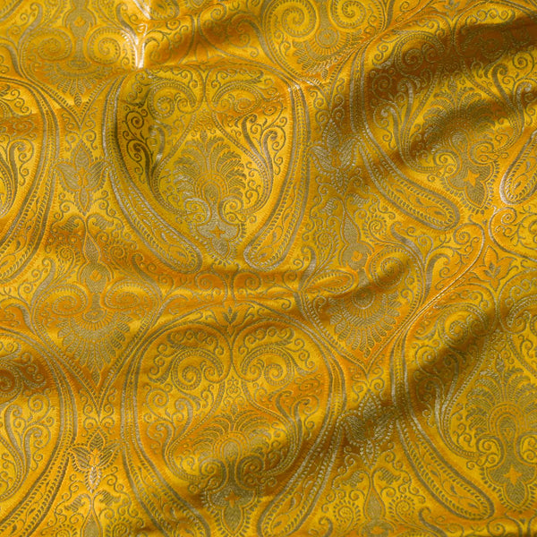 Banarasi Brocade Royal Yellow With All Over Pattern Woven Fabric