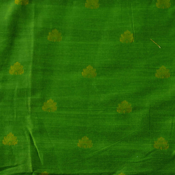 Banarasi Cotton Silk Brocade Green With Gold Motif Woven Fabric