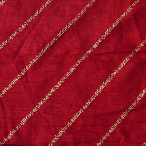 Banarasi Dola Silk Maroon With Light Gold Diagonal Stripes Woven Blouse Fabric ( 1 meter )