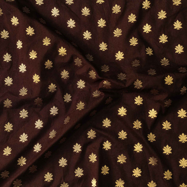 Brocade Brown With Gold Flower Motifs Woven Fabric