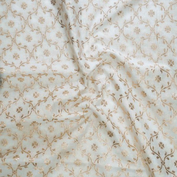 Brocade Cream With All Over Jaali Hand Block Prnt Fabric