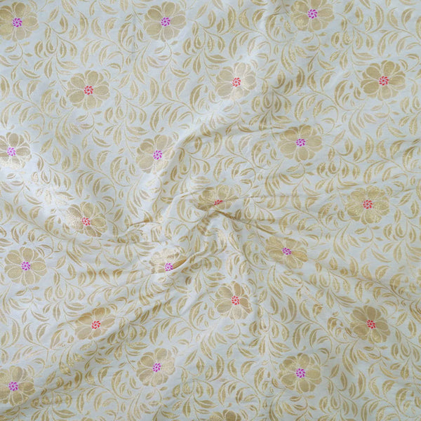 Brocade Cream With Gold Floral Weaves Woven Fabric