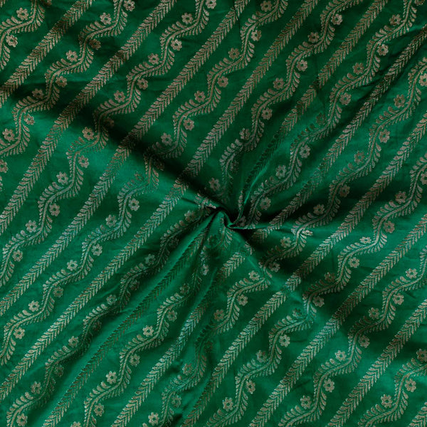 Brocade Diagnal Creeper And Zari Diagonal Stripes Woven Fabric