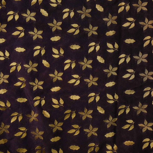 Brocade Dull Violet With Zari Leafy Weaves Woven Fabric