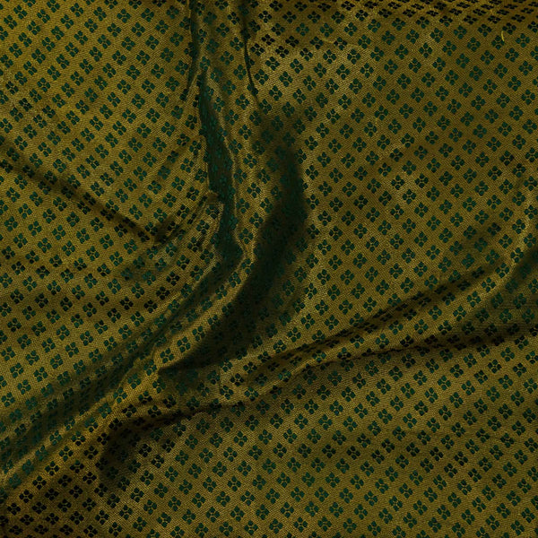 Brocade Gold Green With Tiny Flower Motifs Woven Fabric