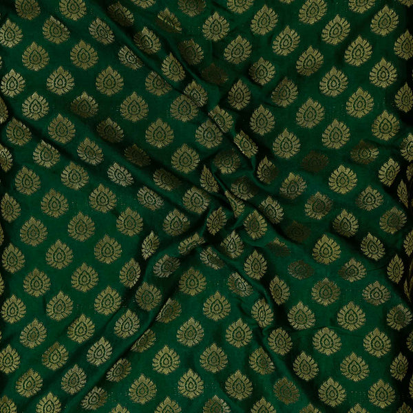 Brocade Green With Gold Butti Woven Fabric