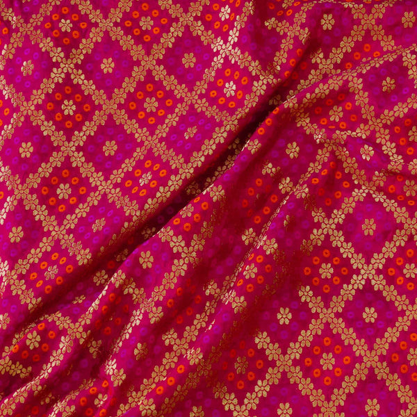 Brocade Magenta Orange Gold Diagonal Checks Woven Design