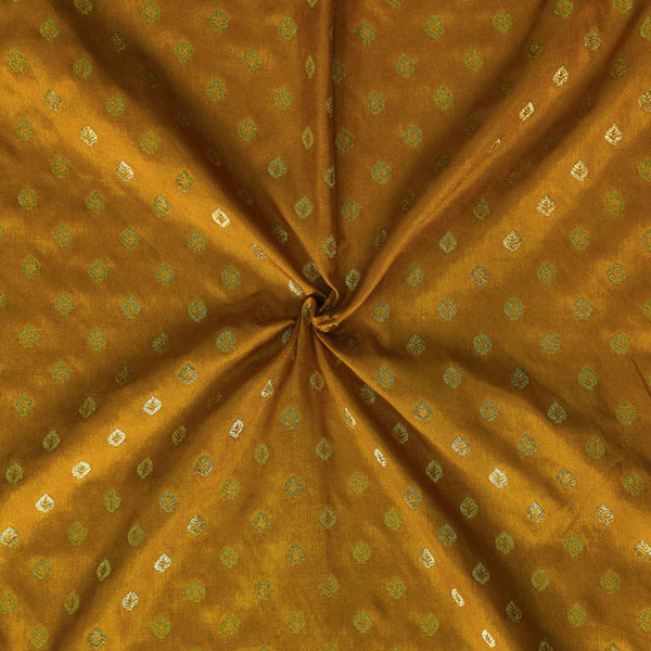 Brocade Mustard With Small Gold Zari Leaf Motifs Woven Fabric