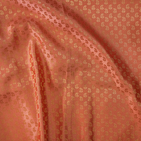 Brocade Peach With Gold Kairi Woven Fabric