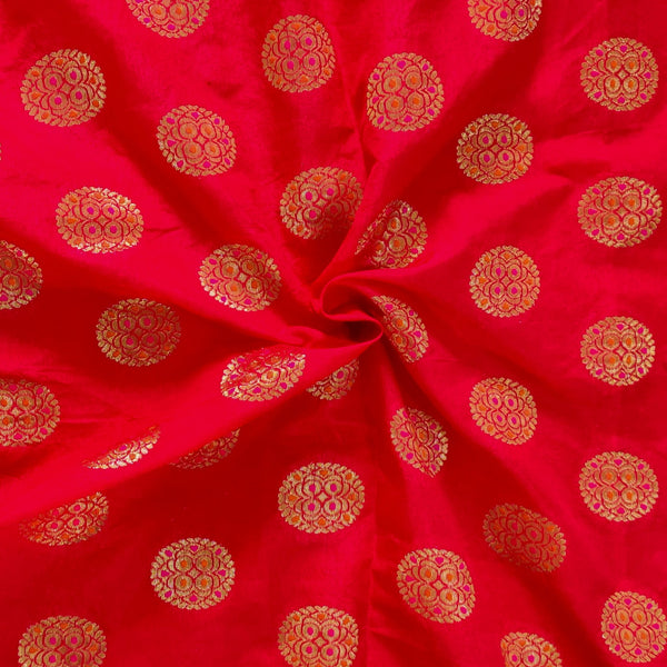 Brocade Pink With Gold Pink And Orange Chakra Woven Fabric