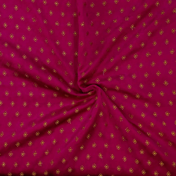 Brocade Pink With Tiny Gold Dot Flower Motifs Woven Fabric