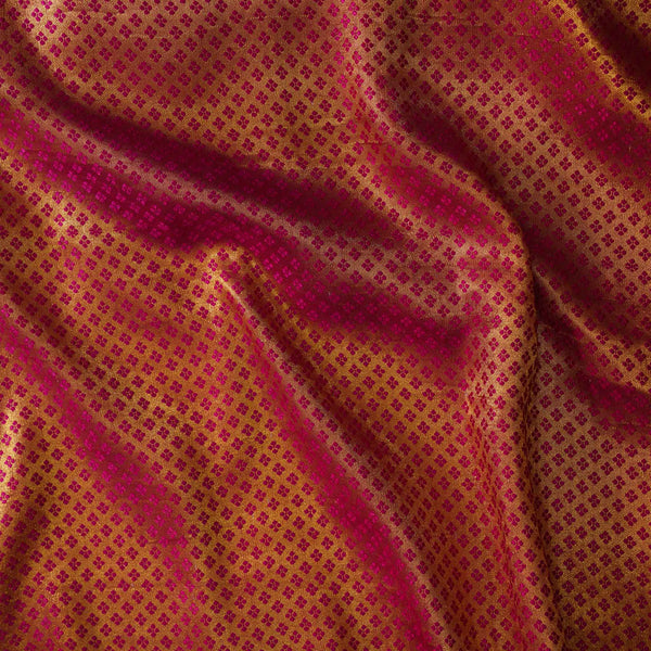 Brocade Pink With Very Tiny Gold Motifs Reversibe Fabric